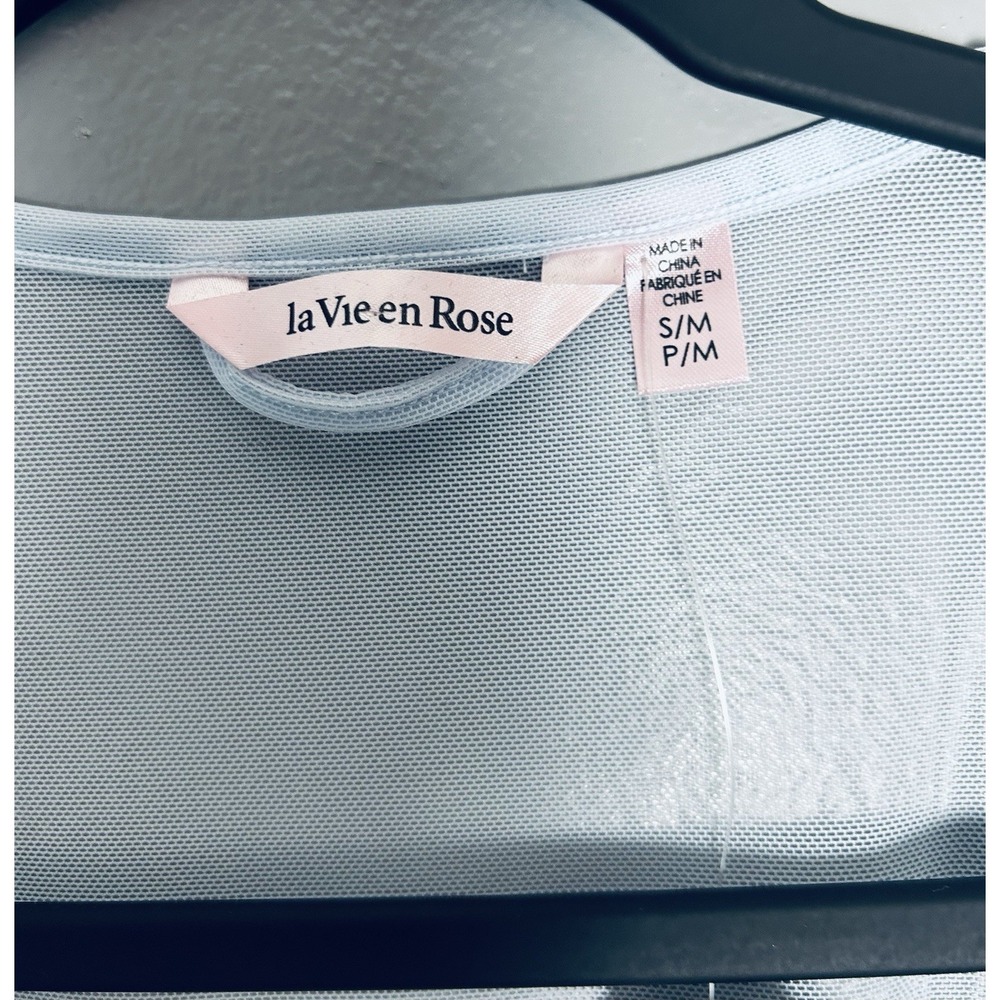 La Vie En Rose Embroidered Blue Robe With‎ Lace Detail Size S/M - Picture 8 of 12